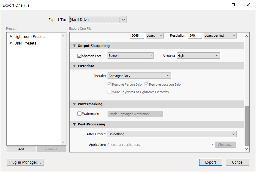 Lightroom Copyright Only