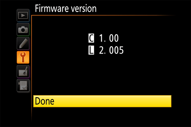 Nikon Firmware Version