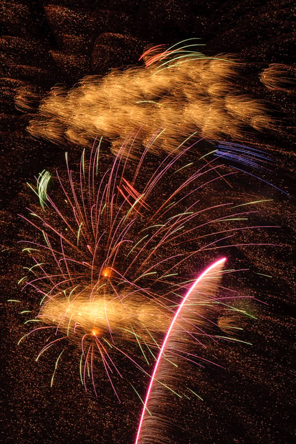 A beautiful display of fireworks with a 4 second exposure