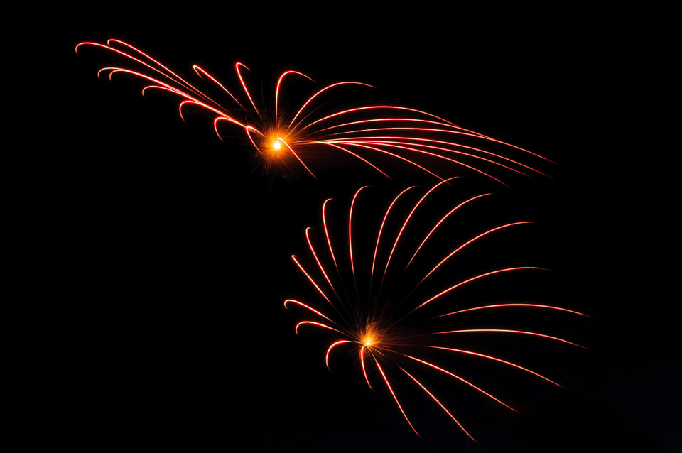 In some cases the fireworks shows will take place over a long period of time, so you can try different compositions with or without subjects.