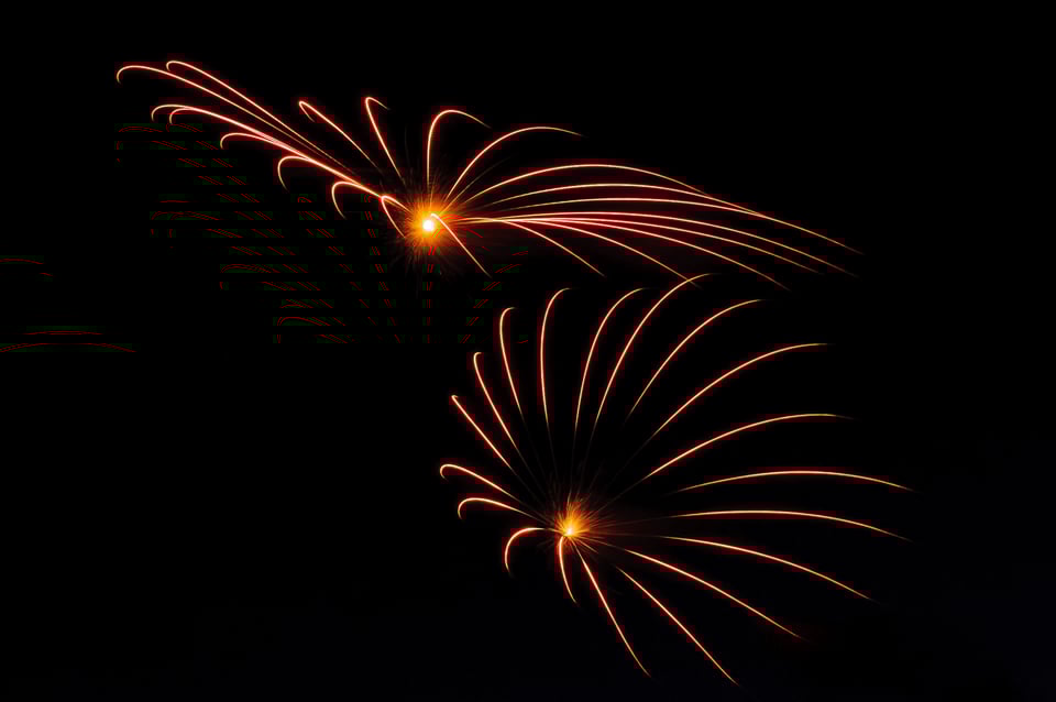 In some cases the fireworks shows will take place over a long period of time, so you can try different compositions with or without subjects.