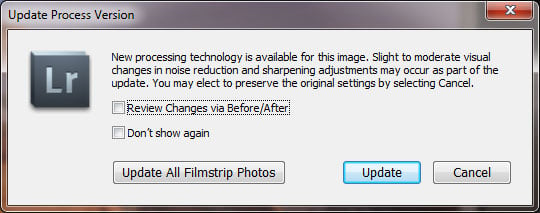 Lightroom Update Process Version Dialog Box