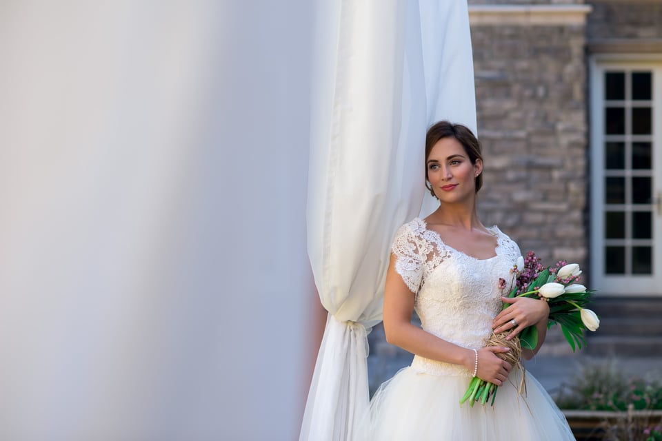 Image of a bride with flowers