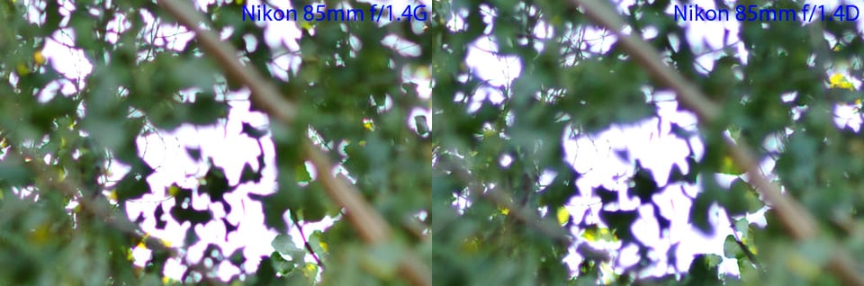 Nikon 85mm f/1.4G vs Nikon 85mm f/1.4D Chromatic Aberration Nikon 85mm f/1.4G vs Nikon 85mm f/1.4D Chromatic Aberration