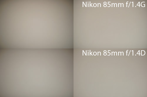 Nikon 85mm f/1.4G vs Nikon 85mm f/1.4D Vignetting Nikon 85mm f/1.4G vs Nikon 85mm f/1.4D Vignetting