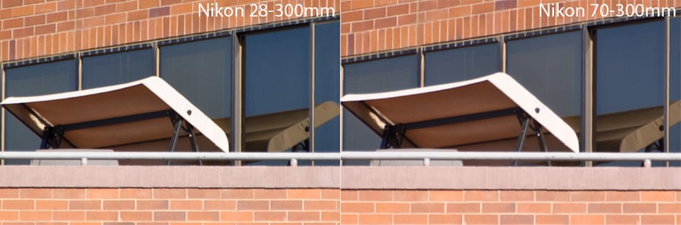 Nikon 28-300mm vs Nikon 70-300mm 300mm Test