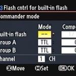 Nikon D700 Commander Mode Menu