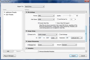 Lightroom Export Dialog