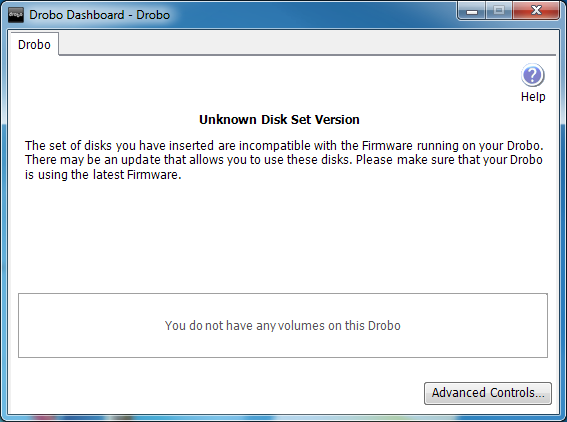 Drobo Unknown Disk Set Version