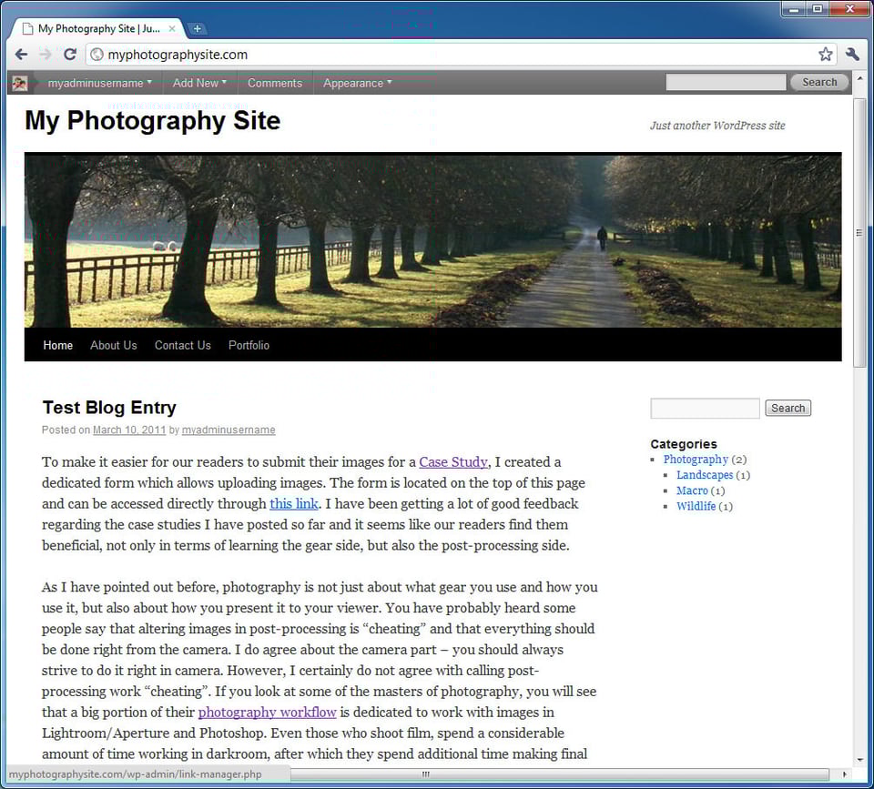 Main Page after Widget Change