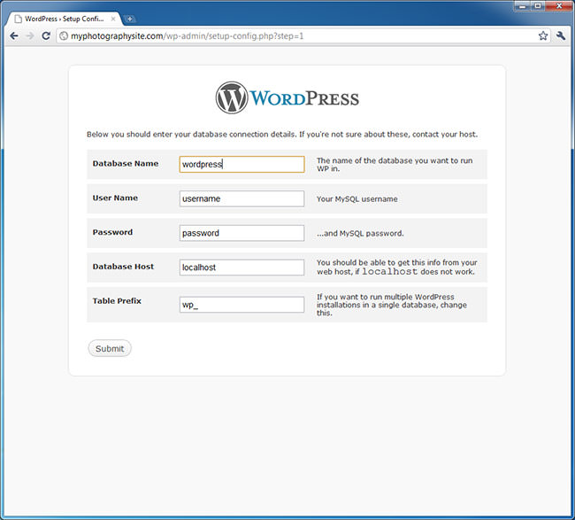 WordPress Database Setup 1