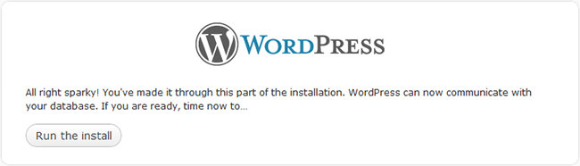 WordPress Run the Install