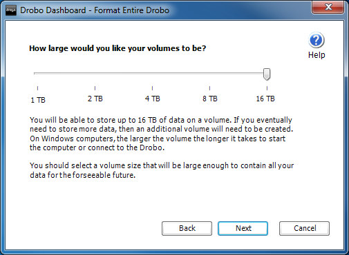 DroboPro - Volume Size