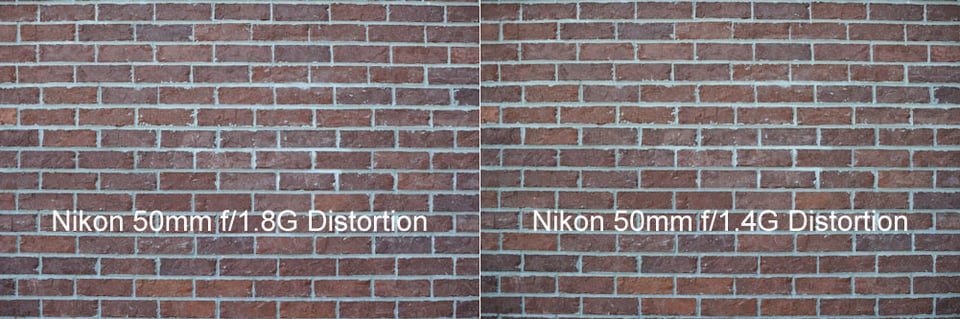Nikon 50mm f/1.8G vs Nikon 50mm f/1.4G Distortion