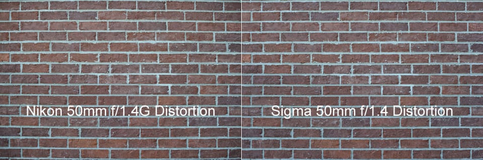 Nikon 50mm f/1.4G vs Sigma 50mm f/1.4 Distortion