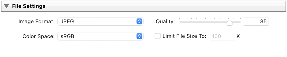 Lightroom Classic CC Export File Settings