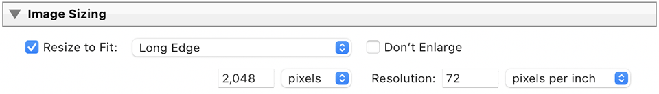 Lightroom Classic CC Image Sizing