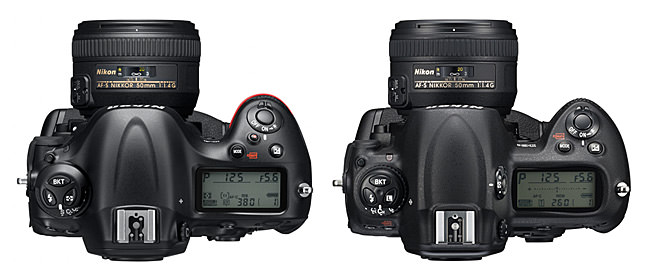 Nikon D4 vs D3s Top View