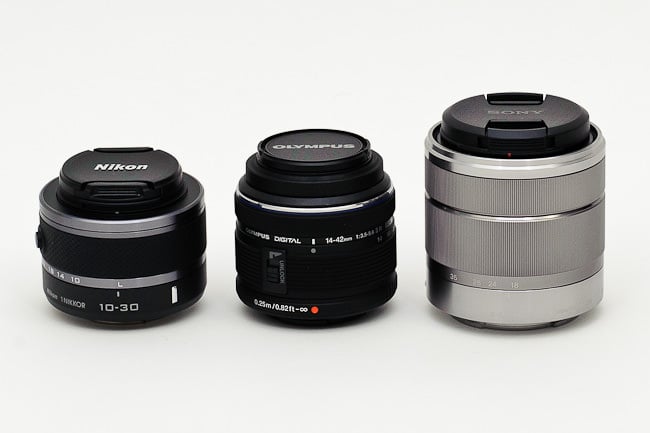 Nikon 1 10-30mm vs Zuiko 14-42mm vs Sony 18-55mm