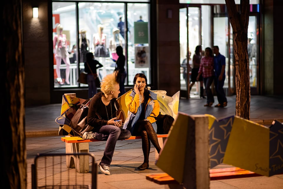 Two girls on a bench