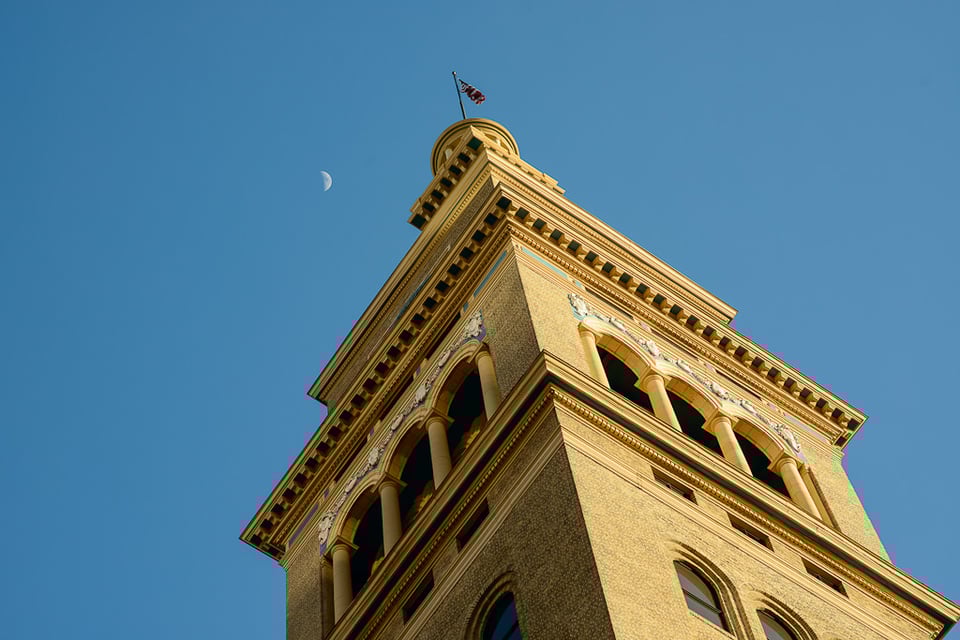 Building with moon Building with moon