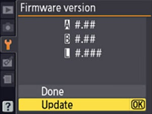 Nikon D4 Menu - Firmware Update