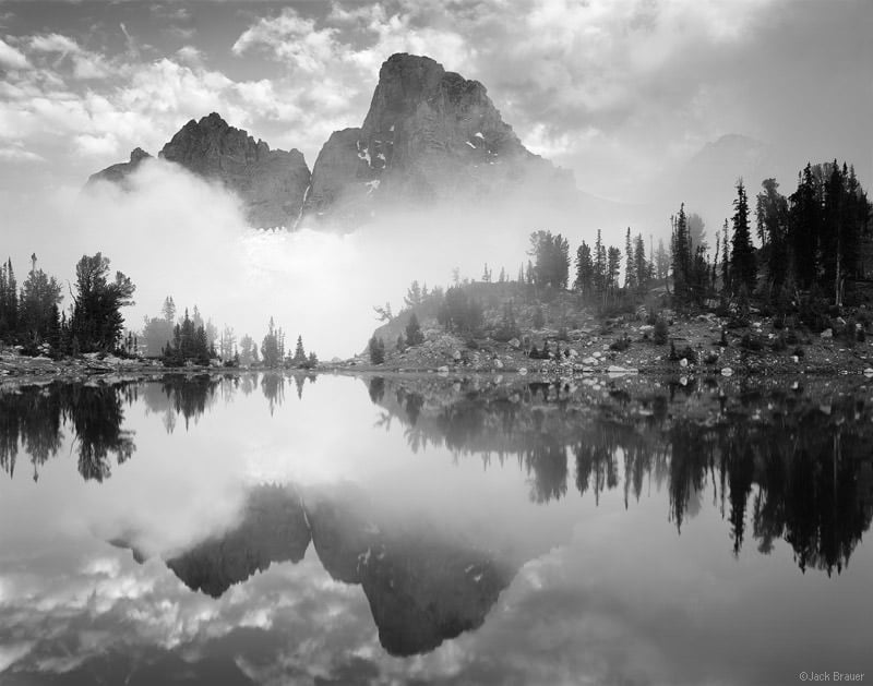 Misty Teton Reflection B/W