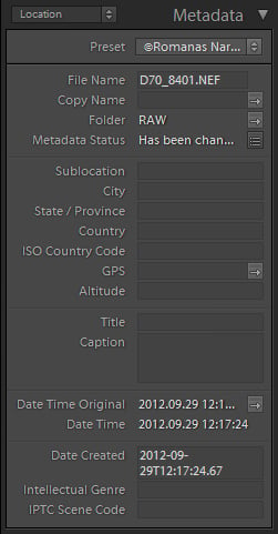 Location Metadata in Lightroom