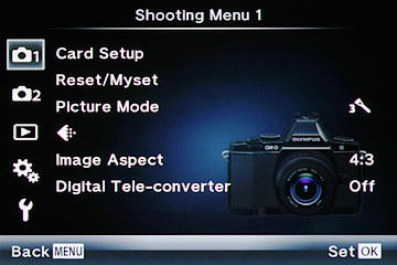 Olympus OM-D E-M5 Shooting Menu 1