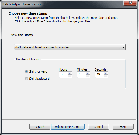 ACDSee Batch Adjust Time Stamp Process