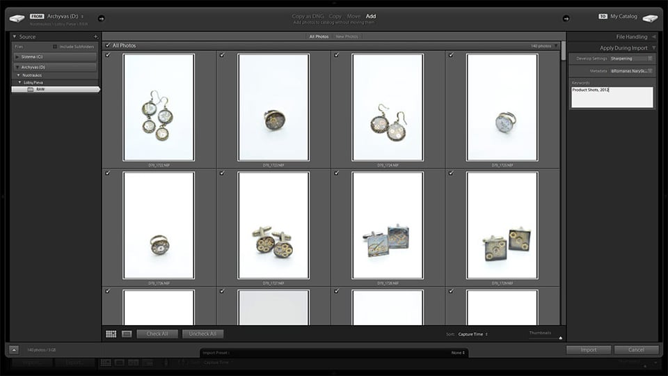 Adobe Photoshop Lightroom Import Window