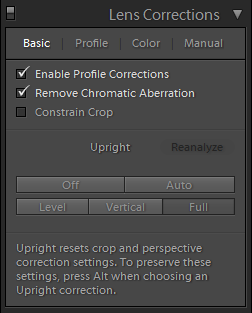 Lightroom Lens Corrections Basic