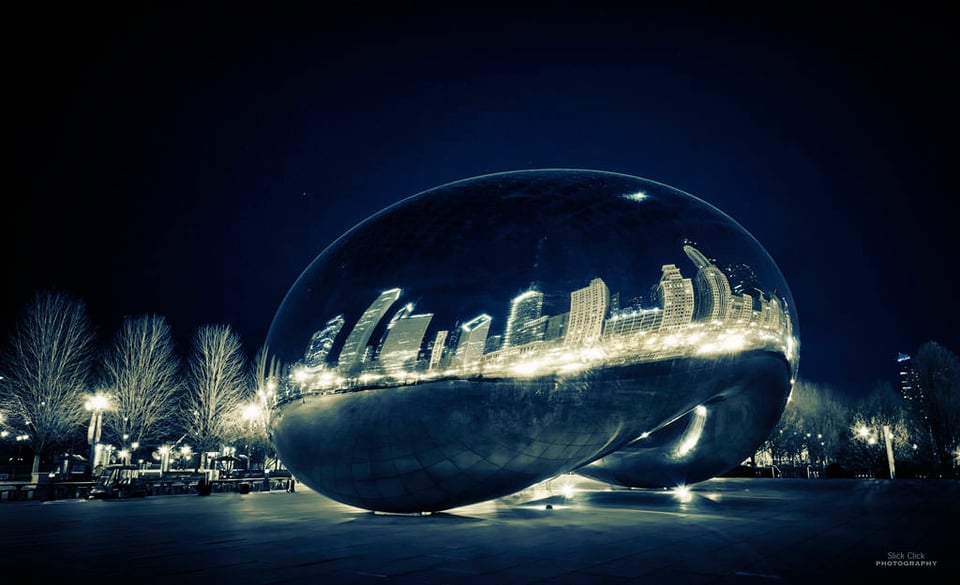 The very famous Chicago Bean, commonly known as the Cloud Gate