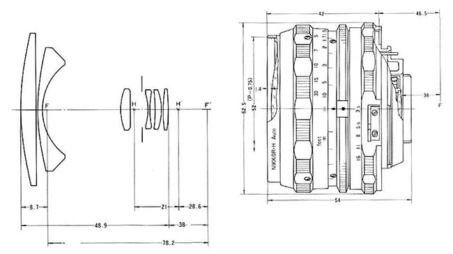 Nikon NIKKOR-H Auto 28mm f/3.5 Lens Construction