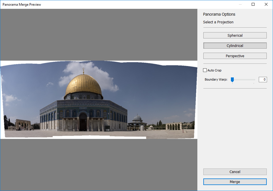 Lightroom Cylindrical Projection