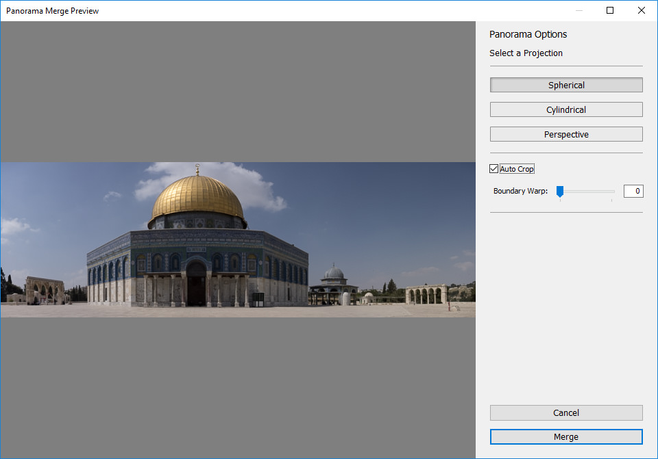 Lightroom Panorama Auto Crop