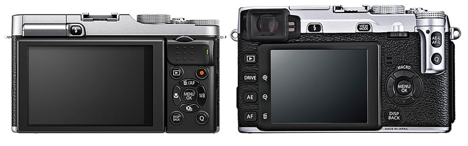 Fuji X-M1 vs X-E1 Back