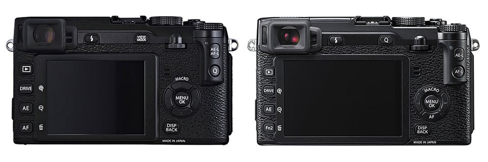 Fuji X-E1 vs X-E2 Back