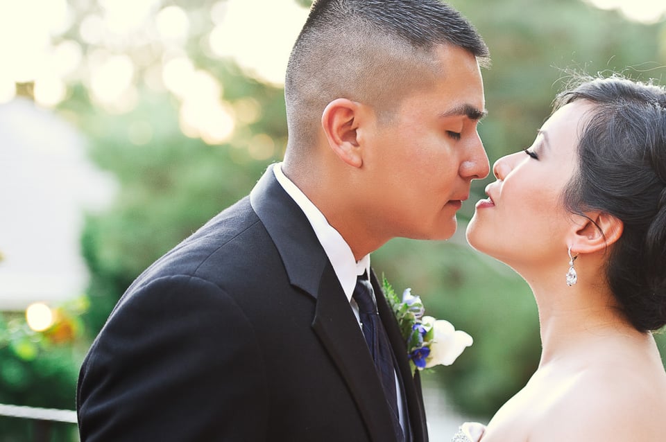 Bridge and Groom Kiss - how to obtain maximum bokeh