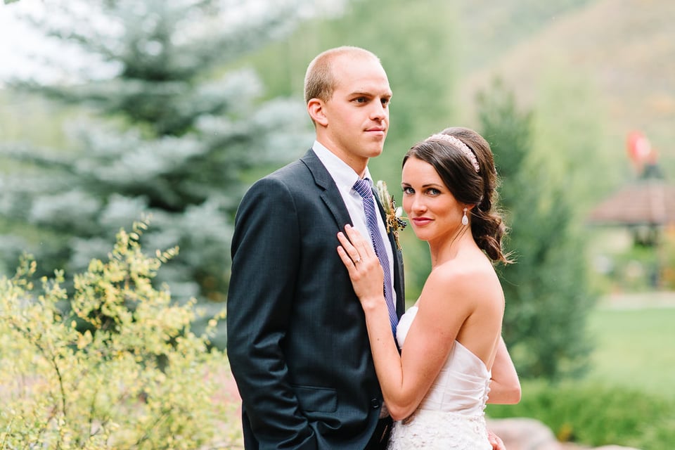 A portrait of a bride and groom - captured with an 85mm f/1.4 lens for maximum bokeh