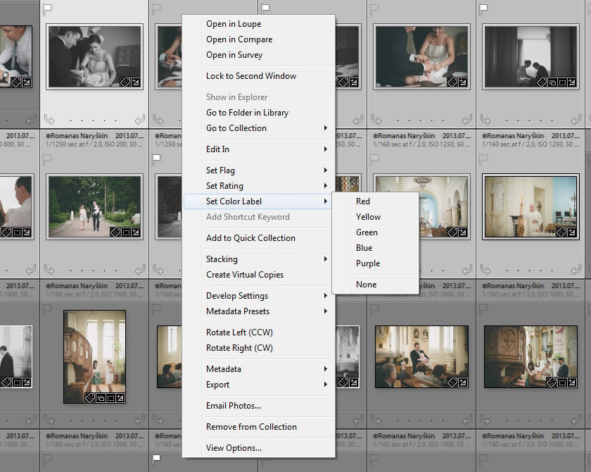 Image Grid Right-Click Menu in Lightroom