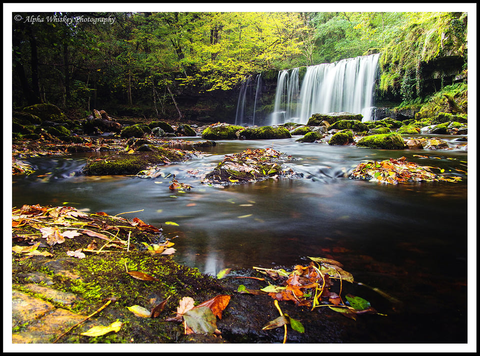 Panasonic 14mm F/2.5, ISO 200, 20 secs. Waterfall Country, Wales.