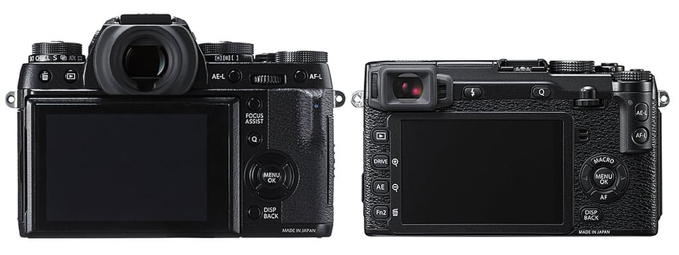 Fuji X-T1 vs X-E2 Back