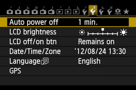 Canon 6D Menu