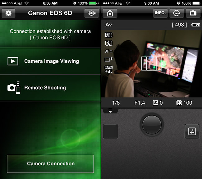 Canon 6D WiFi Live View