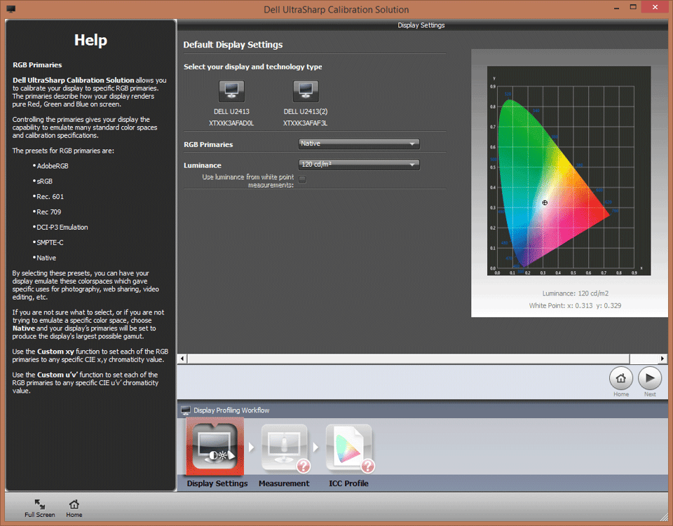 Dell UltraSharp Calibration Solution Display Settings