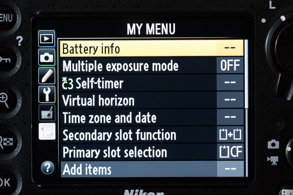 Nikon Tricks my menu