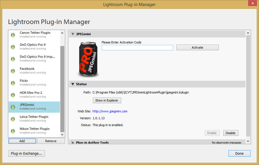 JPEGmini Lightroom Plugin
