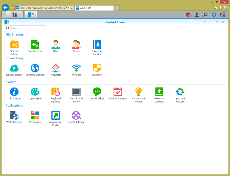 ioSafe 1513 Control Panel