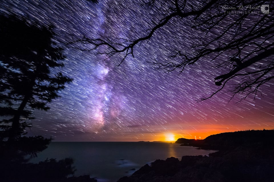 Milky Way and Star Trails over the Bold Coast of Maine